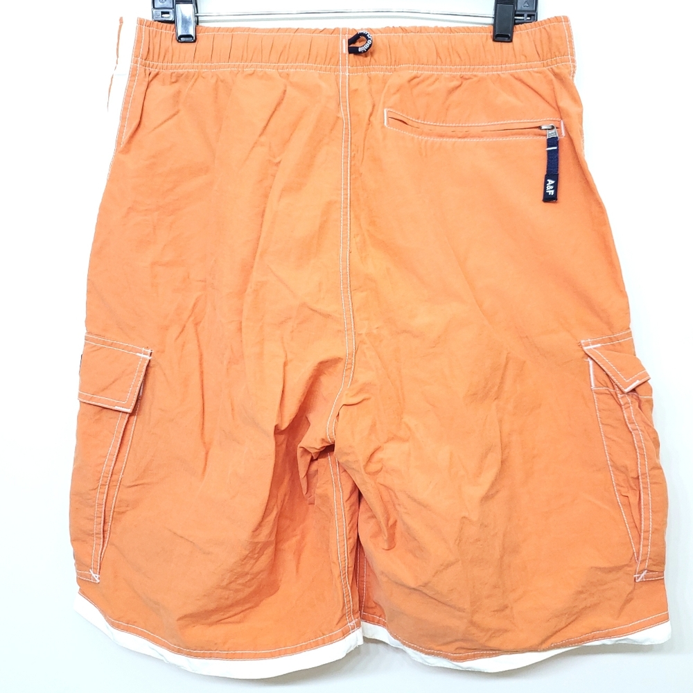 Abercrombie & Fitch VTG Board Shorts Men's Size Medium Cargo Orange - Picture 3 of 6